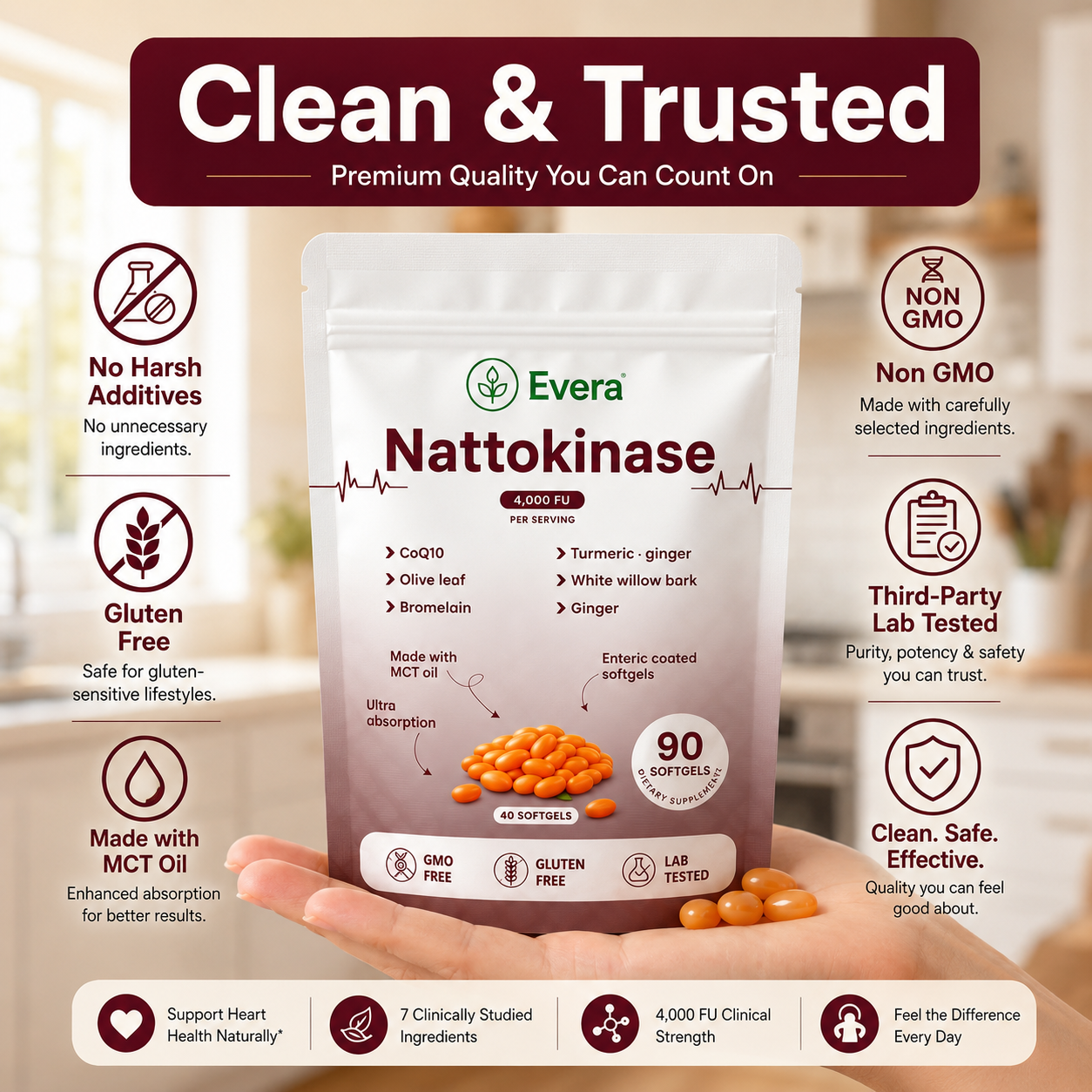 Nattokinase-4000 FU Enteric Coated Softgels |